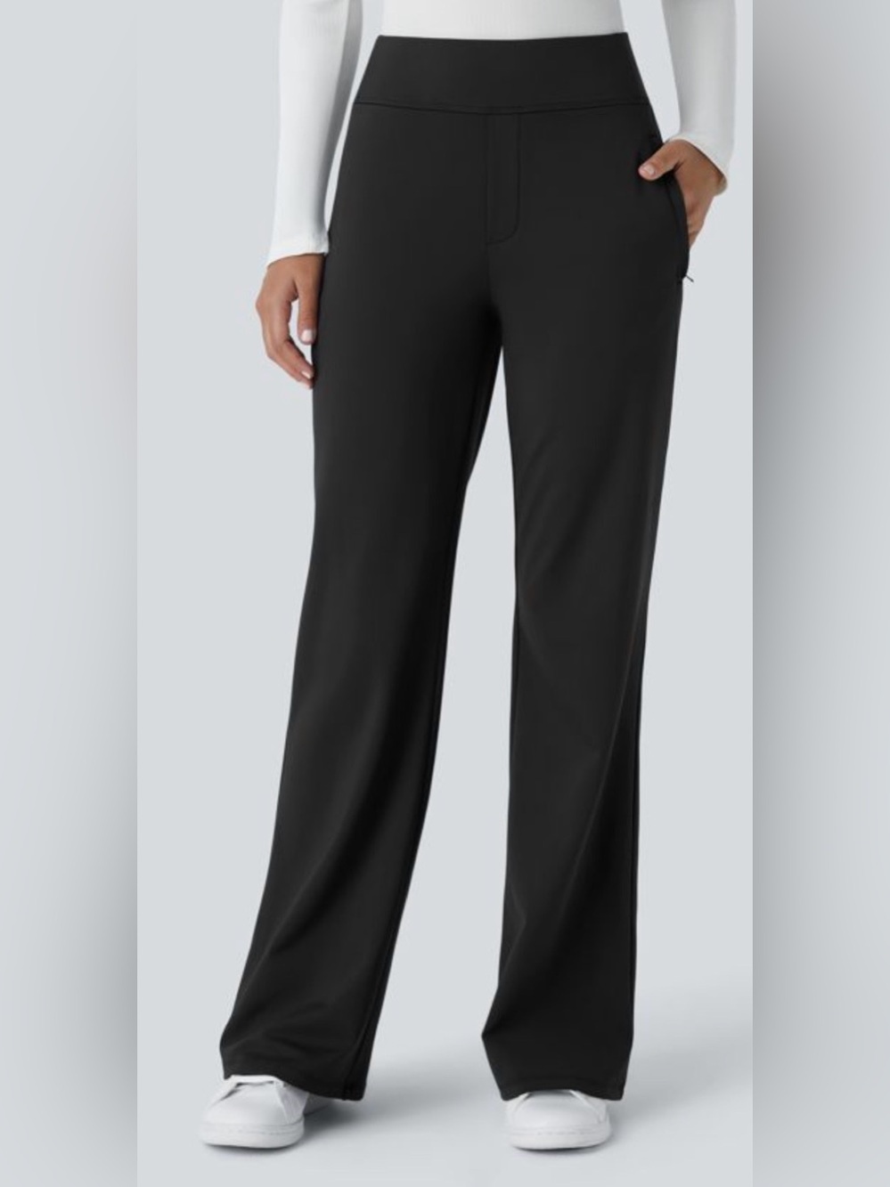 HALARA Flex™ DayStretch Mid Rise Side Zipper Pocket Work Flare Pants - Picture 4 of 14